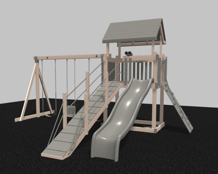 Silver Star Vinyl Swing Set with Ramp