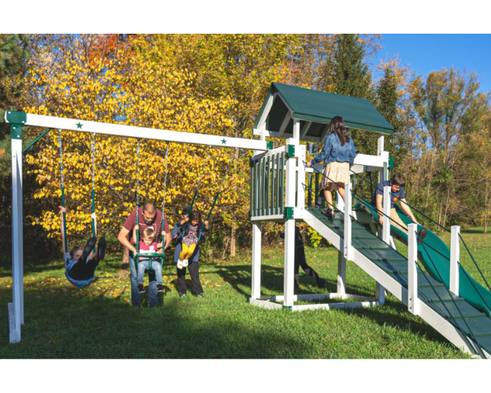 Star Quality Swing Set Silver Star Vinyl Swing Set lifestyle