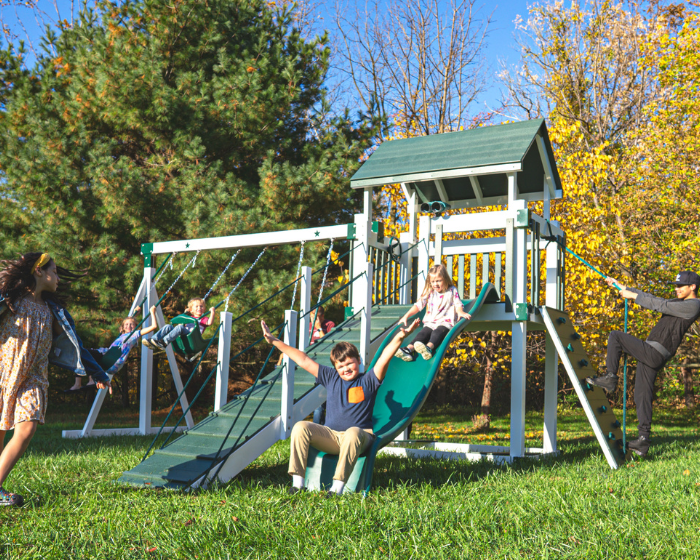 Star Quality Swing Set Silver Star Vinyl Swing Set lifestyle