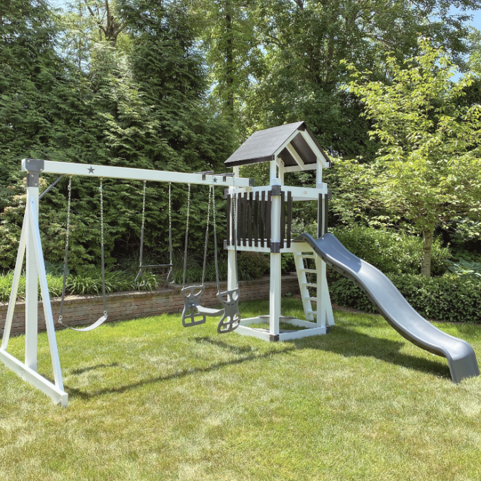 star quality swing set Solar Vinyl Swing Set gray and white