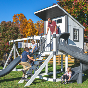 Star Gazer Vinyl Swing Set with playhouse