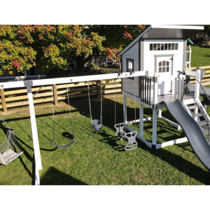 Star Gazer Vinyl Swing Set with playhouse
