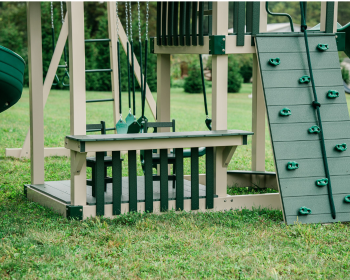vinyl swing set with table and chairs