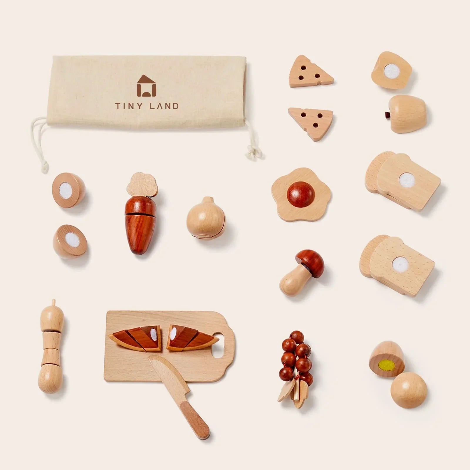 Tiny Land® Wooden Cut and Play Food Toys