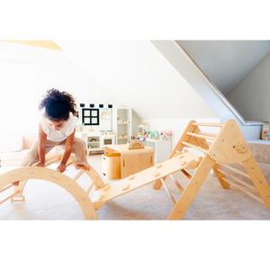wood and hearts pikler triangle climbing set