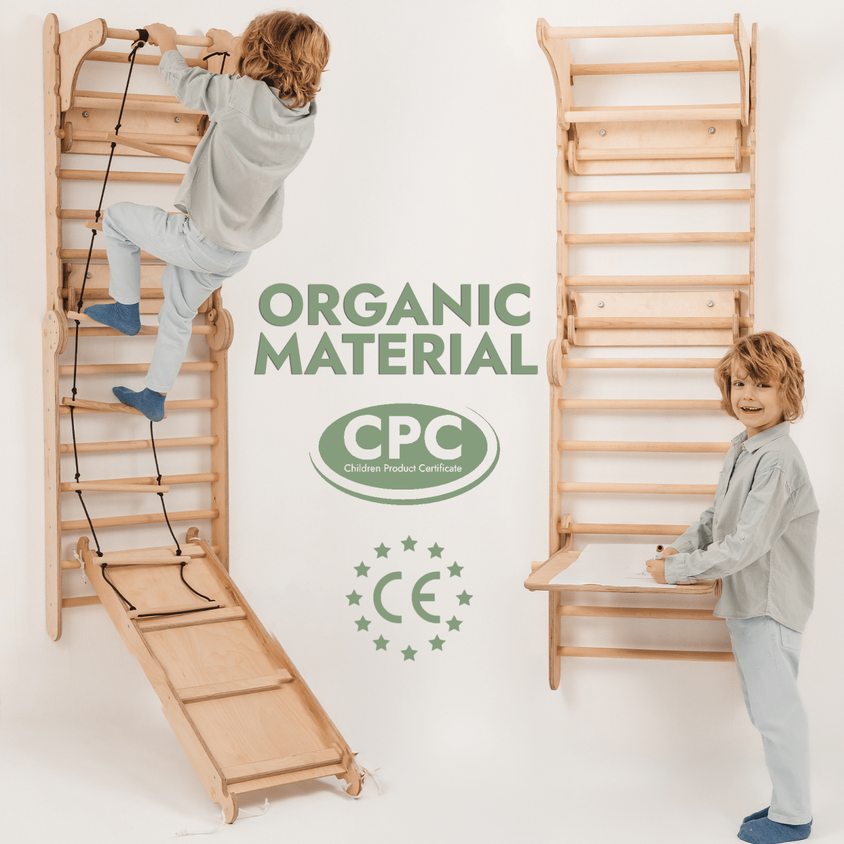 Swedish Wall for Kids + Swings+ Slide + Art Add-on