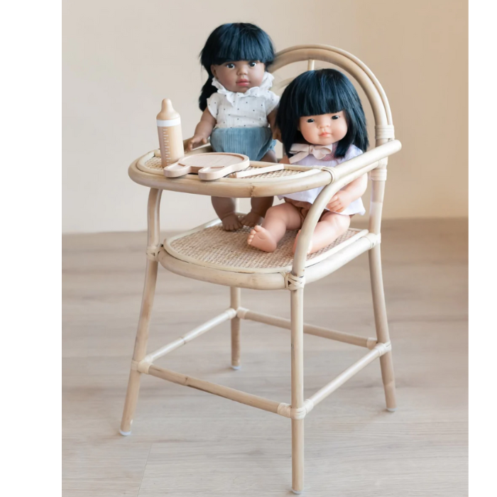 Ellie & Becks Co. Beckett Doll Highchair in Rattan Sitting Dolls