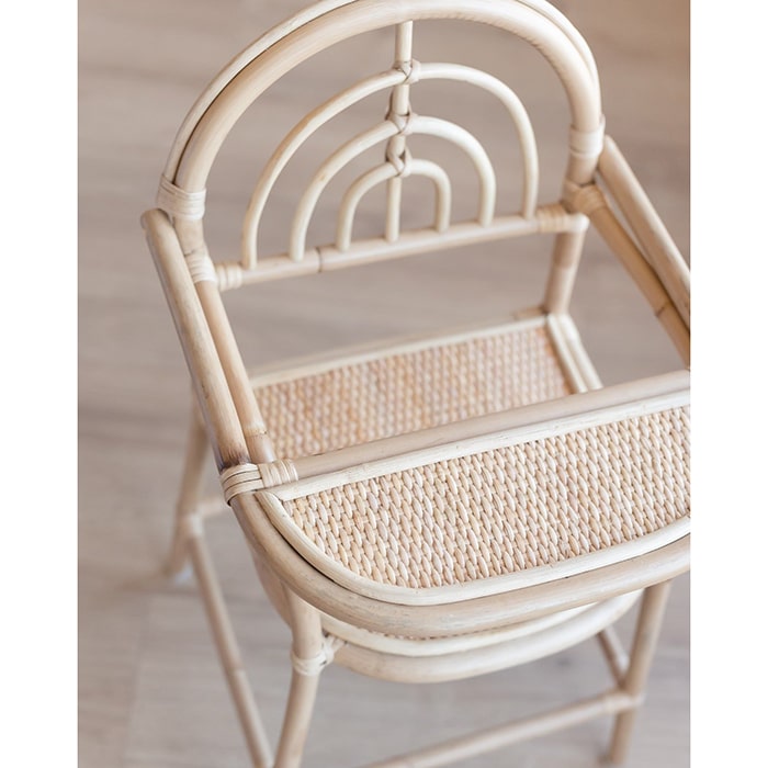 Ellie & Becks Co. Beckett Doll Highchair in Rattan Top View Close