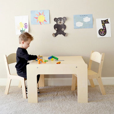 Little Colorado Modern Birch Arts & Crafts Table with Chairs Kid Playing