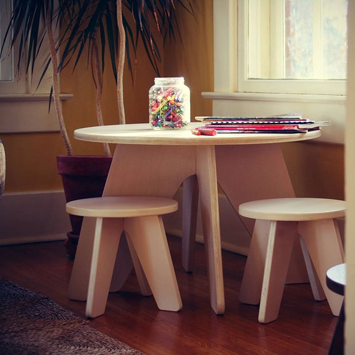 Little Colorado Modern Sodura Kids Table & Stools (2) Side View
