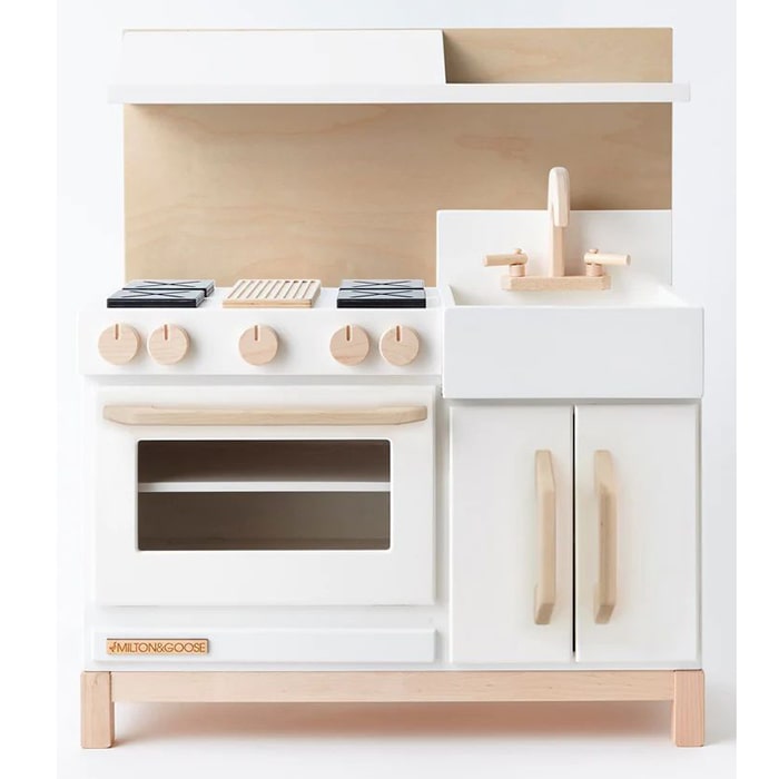Milton & Goose Essential Play Kitchen with Hood White Front View