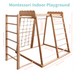 Montessori Indoor Playground with 7 Activities in Natural Wood Measurements