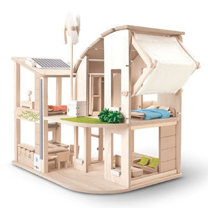 PlanToys Green Dollhouse With Furniture Full View