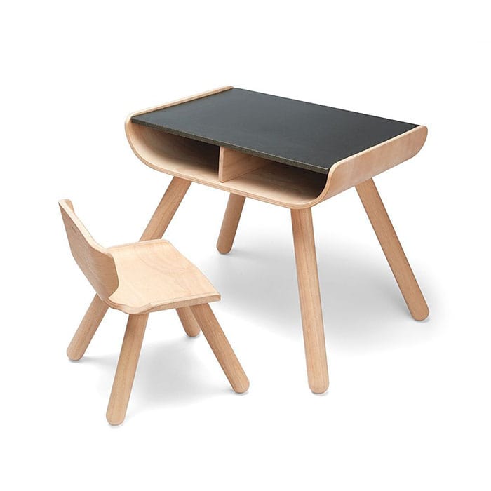 PlanToys Table & Chair - Black Front Side View