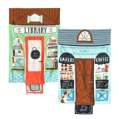 Wonder & Wise Reversible Coffee Shop and Library Doorway Playhouse Front View