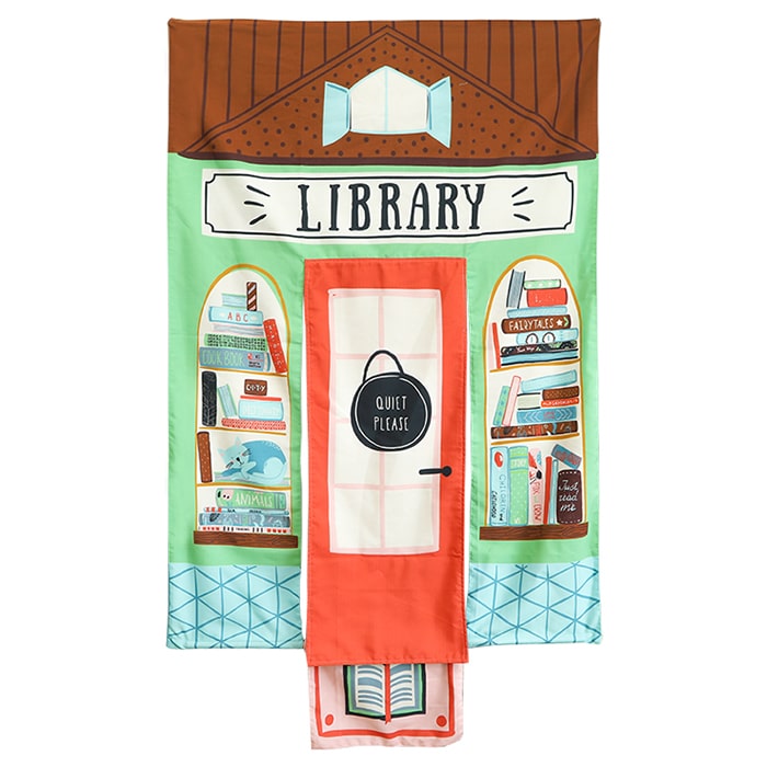 Wonder & Wise Reversible Coffee Shop and Library Doorway Playhouse Library door