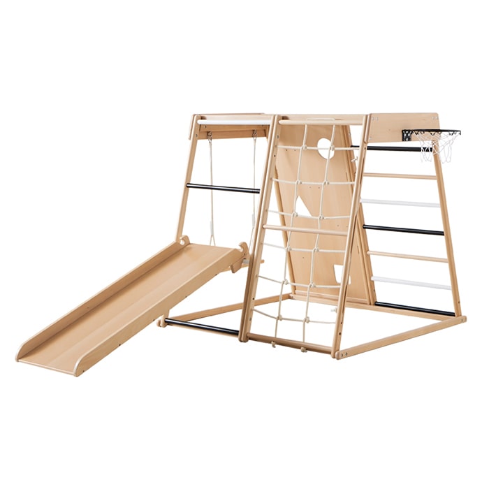Wonder & Wise Stay At Home, Play At Home Indoor Gym in Wood With Slide
