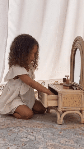 Ellie & Becks Arch Kids Floor Vanity in Rattan Lifestyle