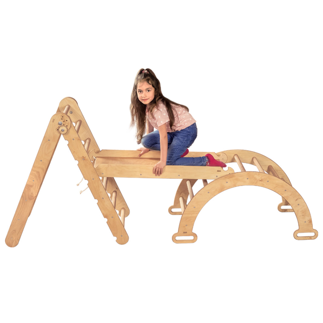 Goodevas Montessori Climbing Set: 3 in 1 Pickler Triangle + Arch + Slide